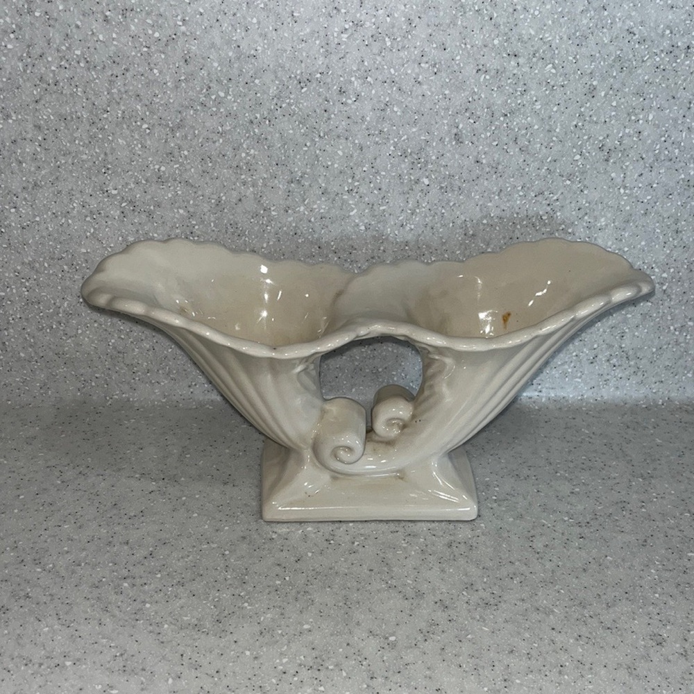 Vintage Abingdon Ceramic Double Cornucopia Vase~Planter~Centerpiece Decor